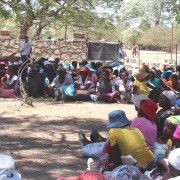 Richard Ndebele at food distribution in Zimbabwe's Impu village