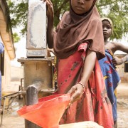 Child uses water point